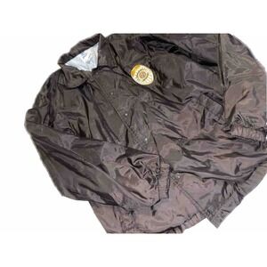 Brown Vintage Security Officer Patch Light Windbreaker Snap Up Jacket Medium